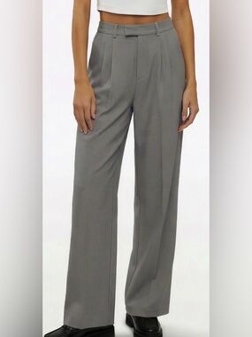 Cuts Clothing Gray High-Waist Pleated Wide-Leg Trousers NWOT
